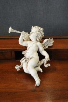 Statuetta d’angelo in Resina - Angelo White Trumpet - Statue di angeli