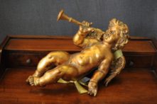 Statuetta d’angelo in Resina - Angelo Gold Trumpet - Statue di angeli
